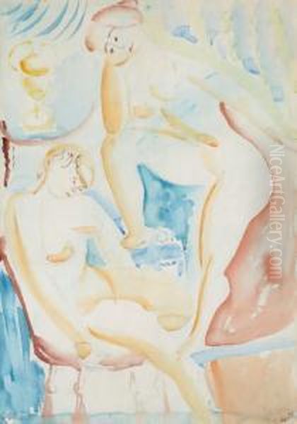 Female Nudes Oil Painting by Sigrid Hjerten