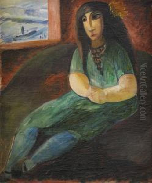 Sittande Flicka Oil Painting by Sigrid Hjerten