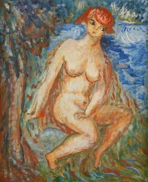 Vid Badet Oil Painting by Sigrid Hjerten