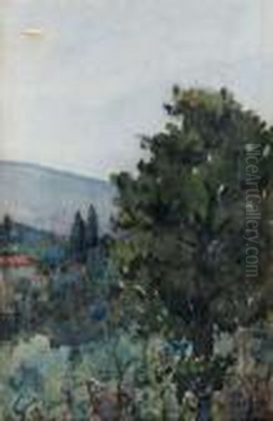 Italienskt Landskap Oil Painting by Sigrid Hjerten