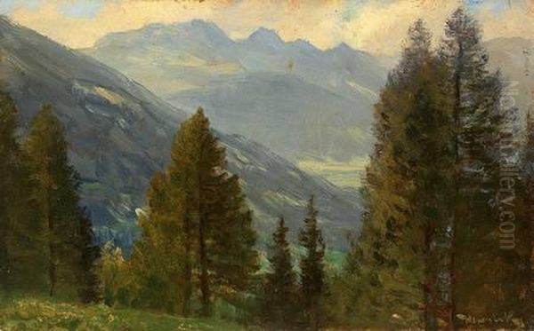 Blick Gegen Hofgastein Von Badgastein Oil Painting by Anton Avlov Hlavacek /