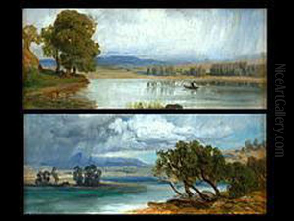 Zwei Seelandschaften Oil Painting by Anton Avlov Hlavacek /