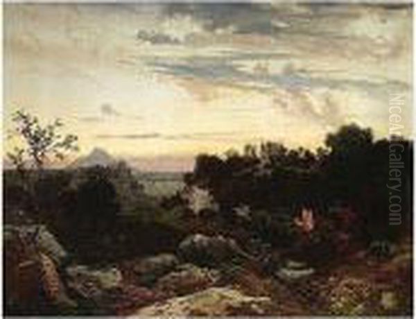 Romantic Landscape Oil Painting by Anton Avlov Hlavacek /