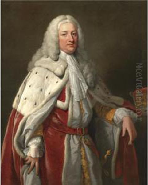 Portrait Of Francis Greville, 1st Earl Of Warwick (1719-1773) Oil Painting by Hoare, William, of Bath