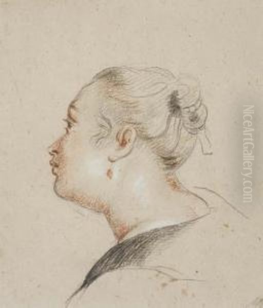 Portrait Of A Woman In Profile To The Left Oil Painting by Hoare, William, of Bath