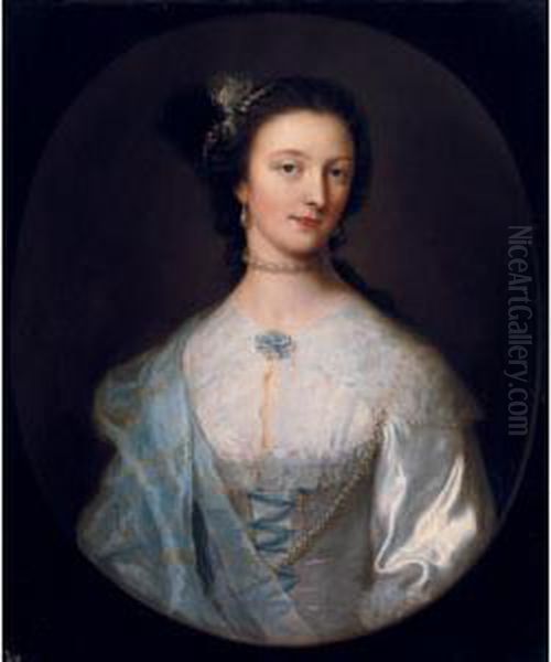 Portrait Of Judith Long, Mrs Knatchbull (died 1772) Oil Painting by Hoare, William, of Bath