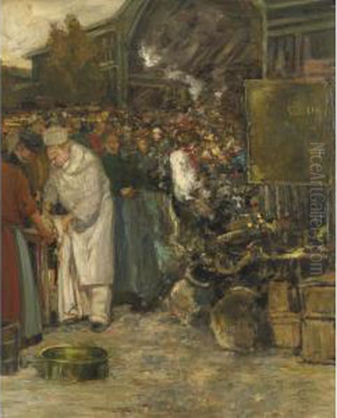 At The Marketplace Oil Painting by Gaston Hochard