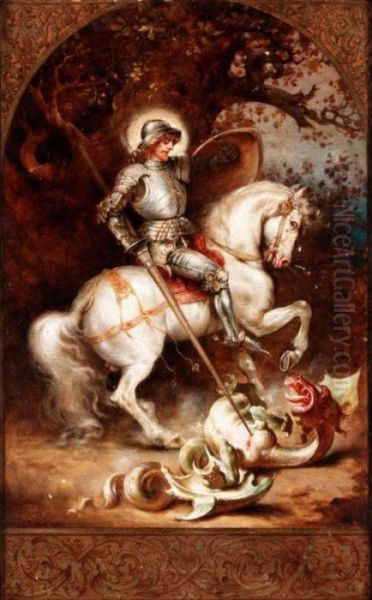 St George And The Dragon Oil Painting by Daniel Hock