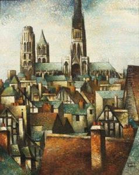 Rouen, La Cathedrale Et Les Toits Oil Painting by Pierre Hode