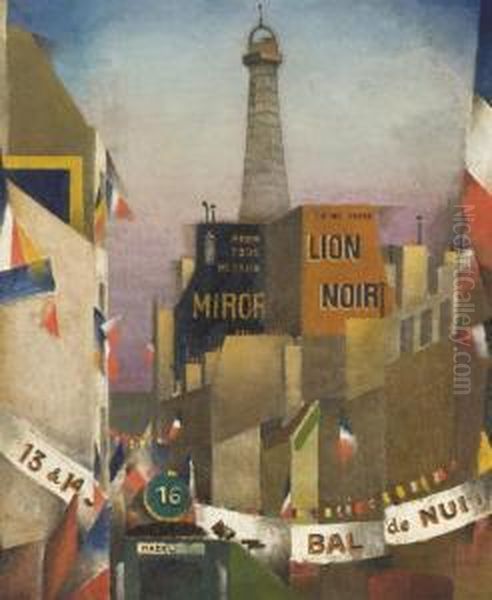 Le Bal Du 14 Juillet Et La Tour Eiffel Oil Painting by Pierre Hode