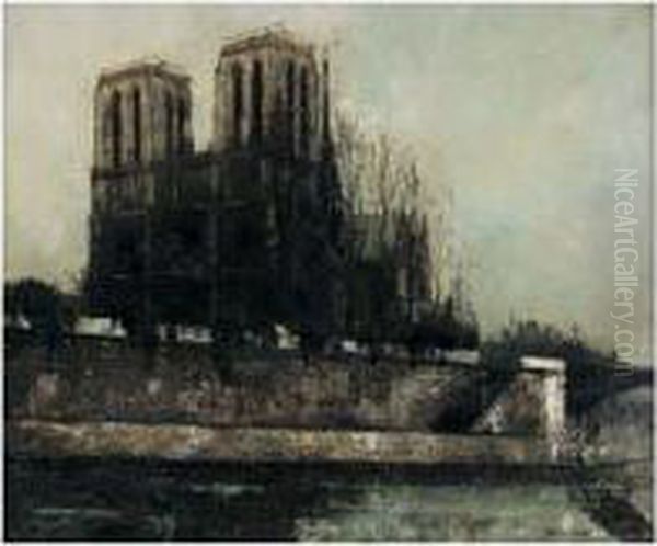 Paris, Notre-dame Vue Des Quais Oil Painting by Pierre Hode