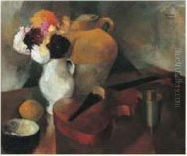 Nature Morte Au Violon, Circa 1920 Oil Painting by Pierre Hode