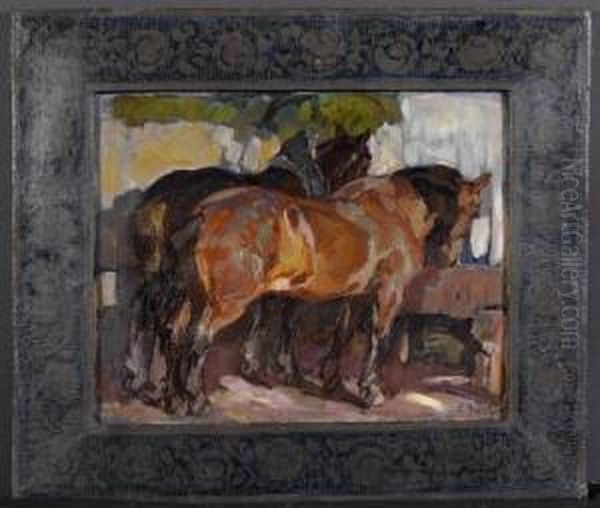 Pferd. Oil Painting by Ernst I Hodel