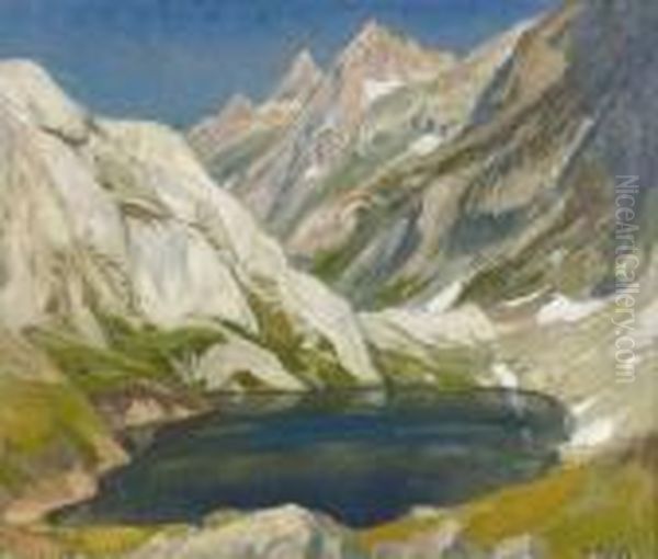 Grimselpass Im Sommer. Oil Painting by Ernst Ii Hodel