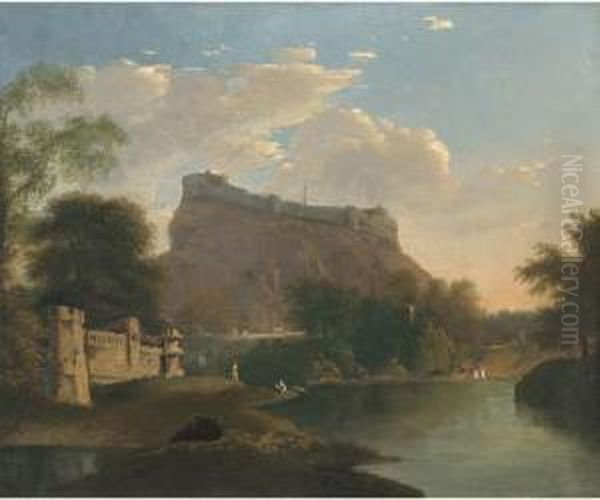 View Of The North End Of The Fort Of Chunar Gur Oil Painting by William Hodges