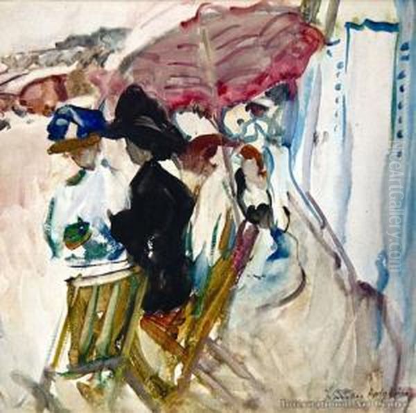 Sur La Plage Oil Painting by Frances Mary Hodgkins