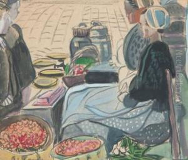 Strawberries, Douarenez Market,1921 Oil Painting by Frances Mary Hodgkins