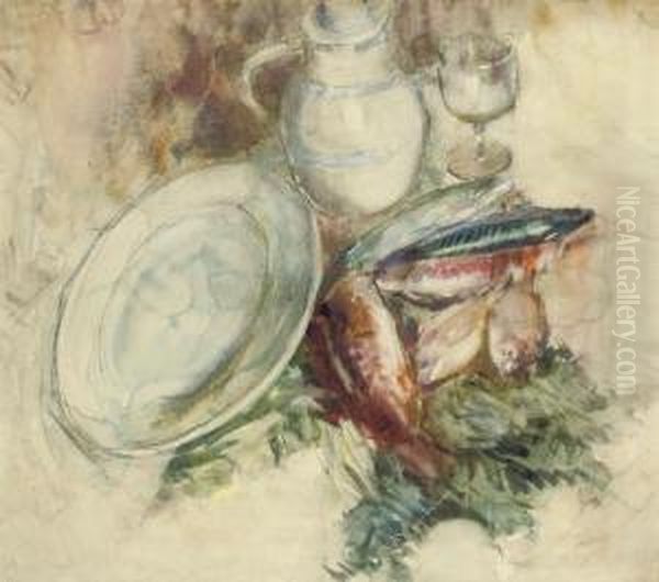 Still Life With Fish Oil Painting by Frances Mary Hodgkins