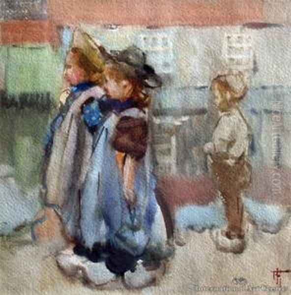 Children Of Dordrecht Oil Painting by Frances Mary Hodgkins