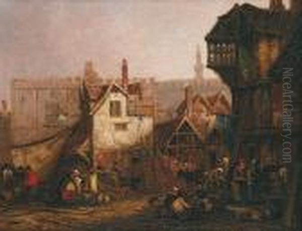 The Debris Of The Old Fish Market, Norwich Oil Painting by David Hodgson