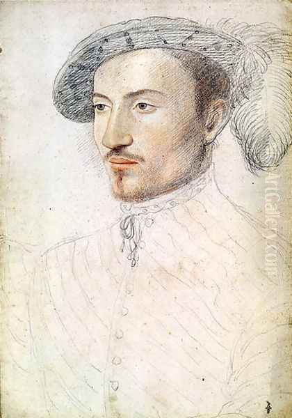 Portrait of an unknown man, possibly Guy de Laval (1521-1547) Oil Painting by (studio of) Clouet