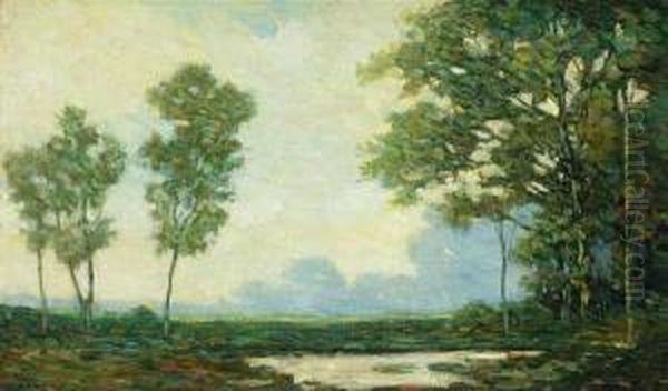 Summer Landscape Oil Painting by Arthur Hoeber