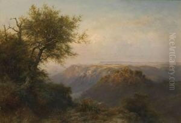 Italienische Landschaft. Oil Painting by Adolf Joh. Hoeffler