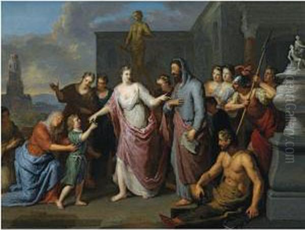 Olympia Presenting The Young Alexander The Great To Aristotle Oil Painting by Gerard Hoet