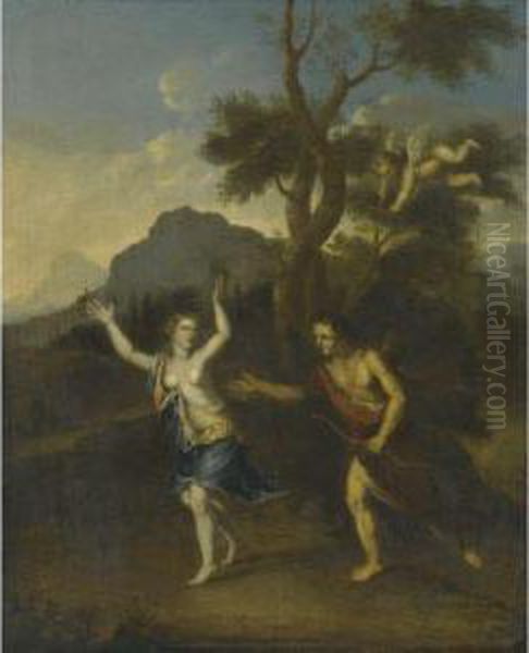 Apollo And Daphne Oil Painting by Gerard Hoet