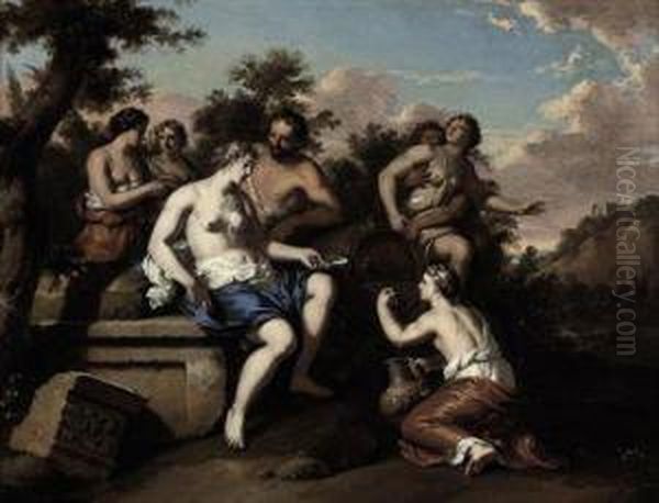 A Bacchanal With Nymphs And Satyrs Oil Painting by Gerard Hoet