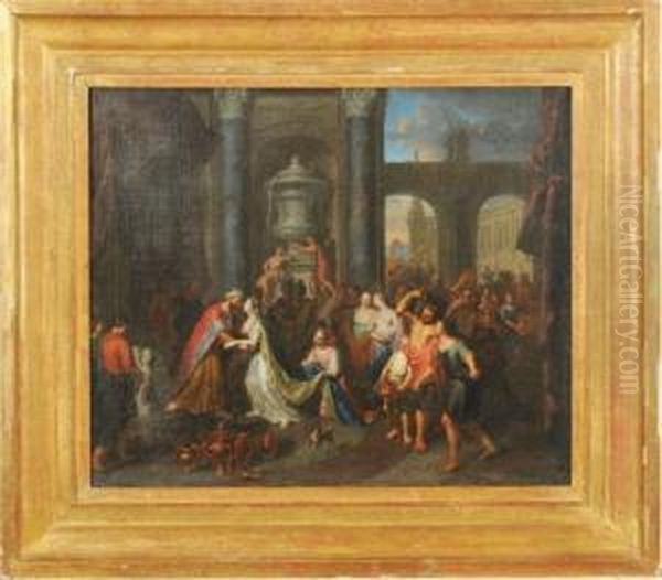 The Meeting Of Solomon And The Queen Of Sheba Oil Painting by Gerard Hoet