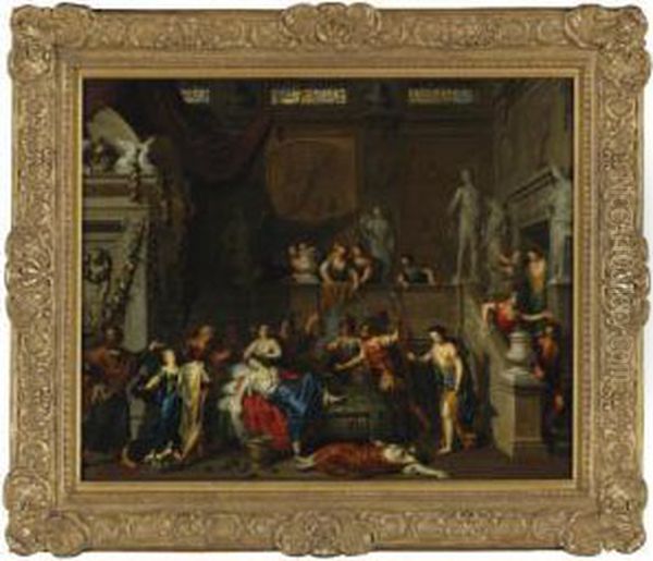 The Death Of Cleopatra Oil Painting by Gerard Hoet