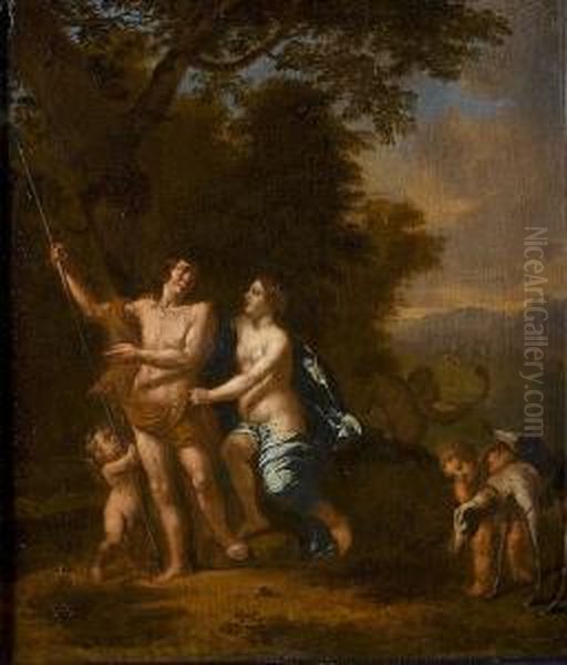 Venus And Adonis Oil Painting by Gerard Hoet