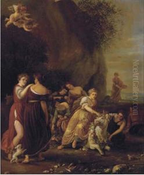 The Rape Of Europa Oil Painting by Gerard Hoet