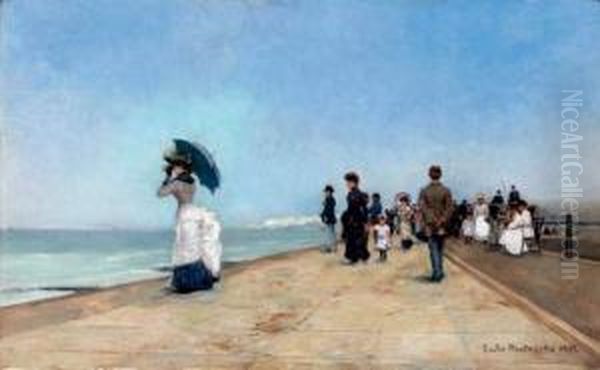 Promenade Sur La Jetee Oil Painting by Emile Hoeterickx