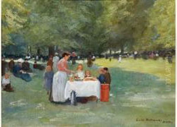 Bruxelles, Gouter Dans Un Parc Oil Painting by Emile Hoeterickx