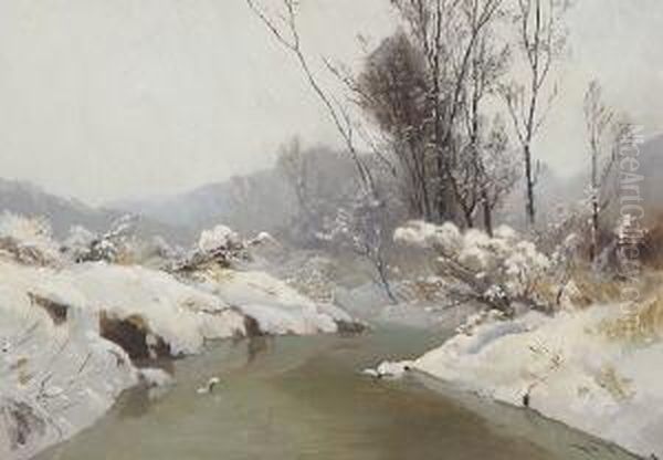 Winterlandschaft: Oil Painting by Ludwig Friedrich Hofelich