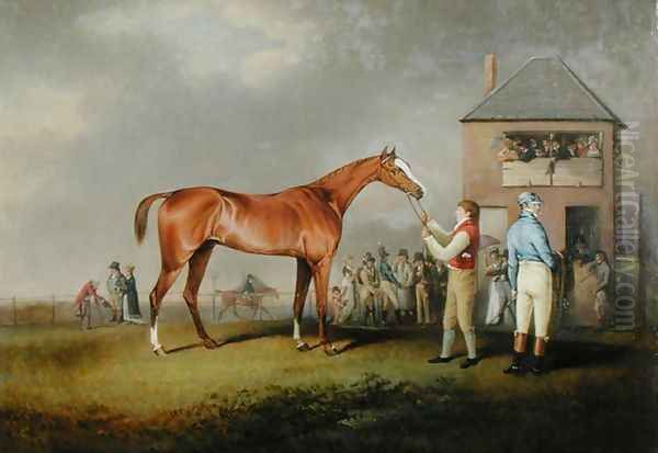 Portrait of 'Quiz', the property of Lord Rous, after his last race at Newmarket Oil Painting by Henry Bernard Chalon