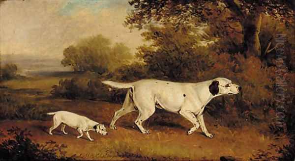 Pointers in a wooded landscape Oil Painting by Henry Bernard Chalon