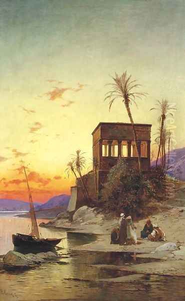 The Kiosk of Trajan, Philae on the Nile 2 Oil Painting by Hermann David Salomon Corrodi