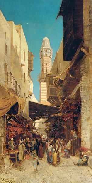 A market in Cairo Oil Painting by Hermann David Salomon Corrodi