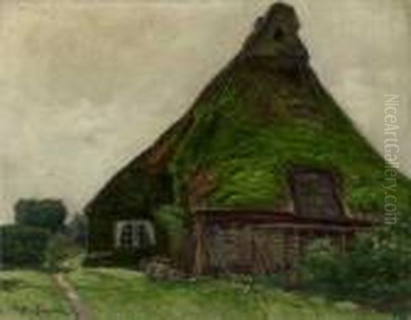 Reetgedecktes Haus Im Sommer Oil Painting by Franz Hoffmann-Fallersleben