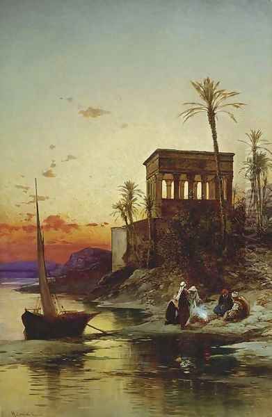 Kiosk of Trajan, Philae on the Nile Oil Painting by Hermann David Salomon Corrodi