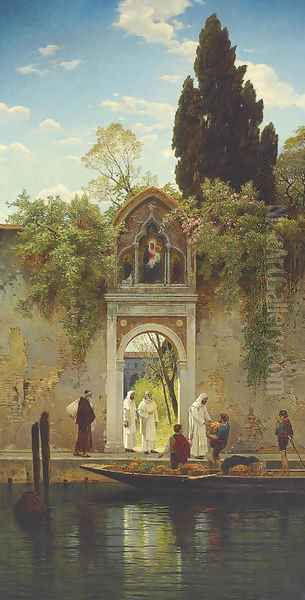 L'Arrivo del fruitivendolo in convento à Venezia Oil Painting by Hermann David Salomon Corrodi