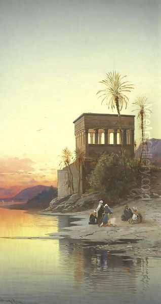 The Kiosk of Trajan, Philae on the Nile Oil Painting by Hermann David Salomon Corrodi