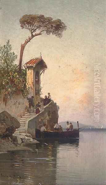 A fisherman's vigil Oil Painting by Hermann David Salomon Corrodi