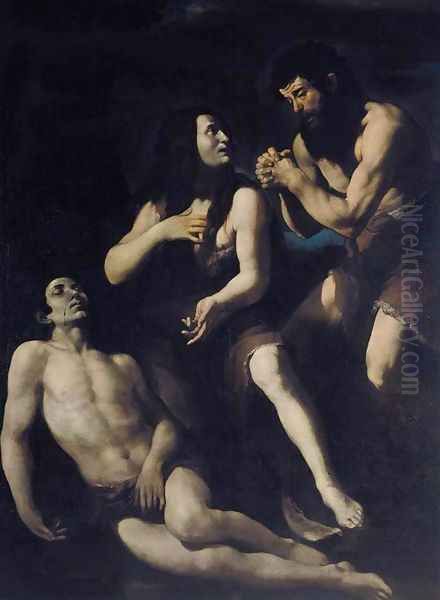 Lamentation of Adam and Eve on the Dead Abel Oil Painting by Giovanni Battista Caracciolo