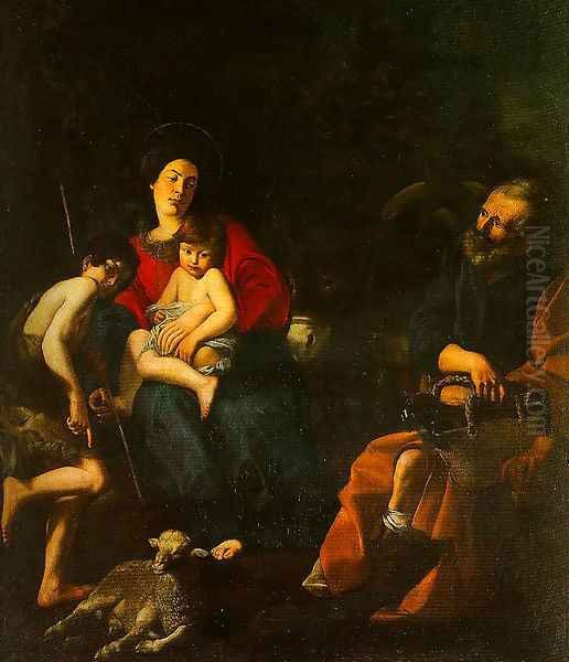 The Rest on the Flight into Egypt Oil Painting by Giovanni Battista Caracciolo