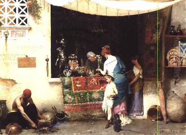 At the Antiquarian, 1880 Oil Painting by Vitorio Capobianchi