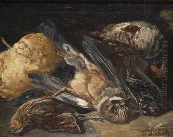 Stillleben Mit Toten Vogeln Und
 Kurbis. Oil Painting by Johann Baptist Hofner